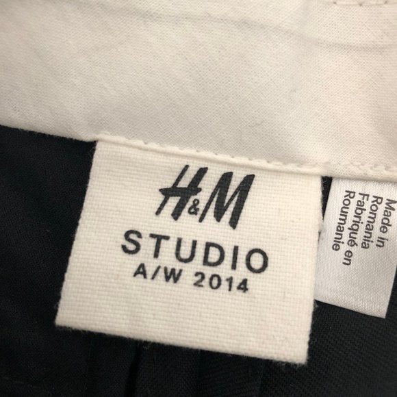 HM Studio A/W 2014 Black Tuxedo Pleat Pants Ribbon Stripe Tapered Relaxed 2 NEW - Picture 2 of 11